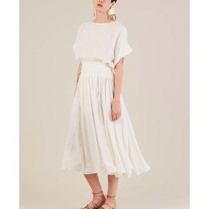 Black Crane wrap skirt in cream